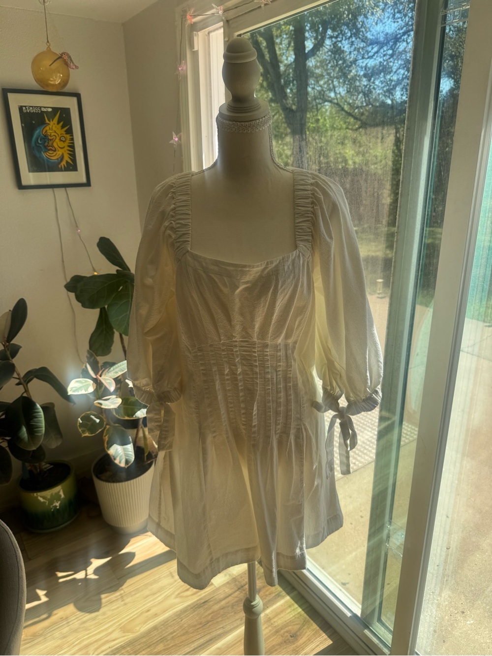 Free People Cerise mini Ivory Puff-Sleeve Mini Dress